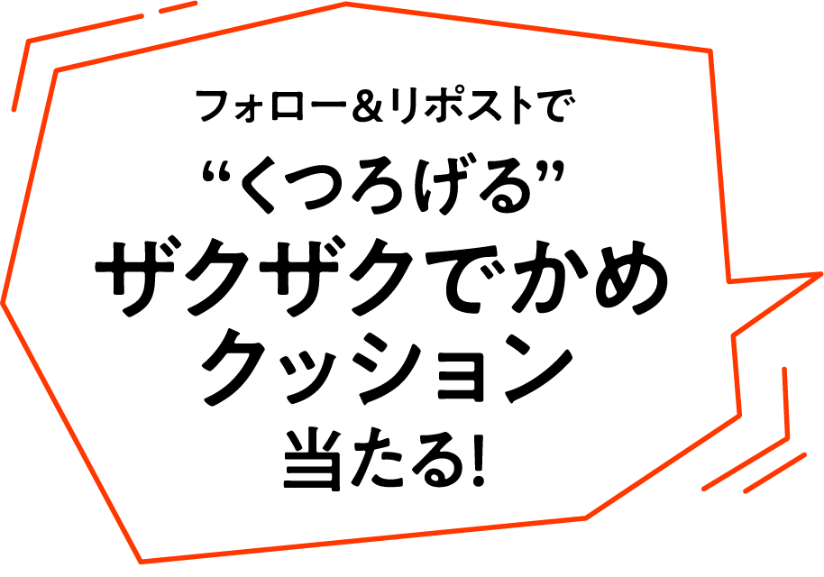 フォロー&リポストで'くつろげる'ザクザクでかめクッション当たる!